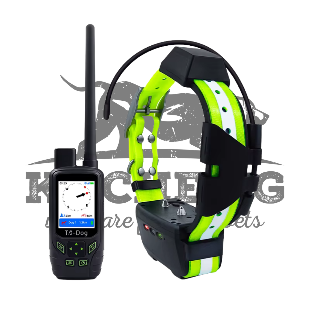 GPS устройство за ловно куче T4-Dog с радиочестотно проследяване и колан за обучение.